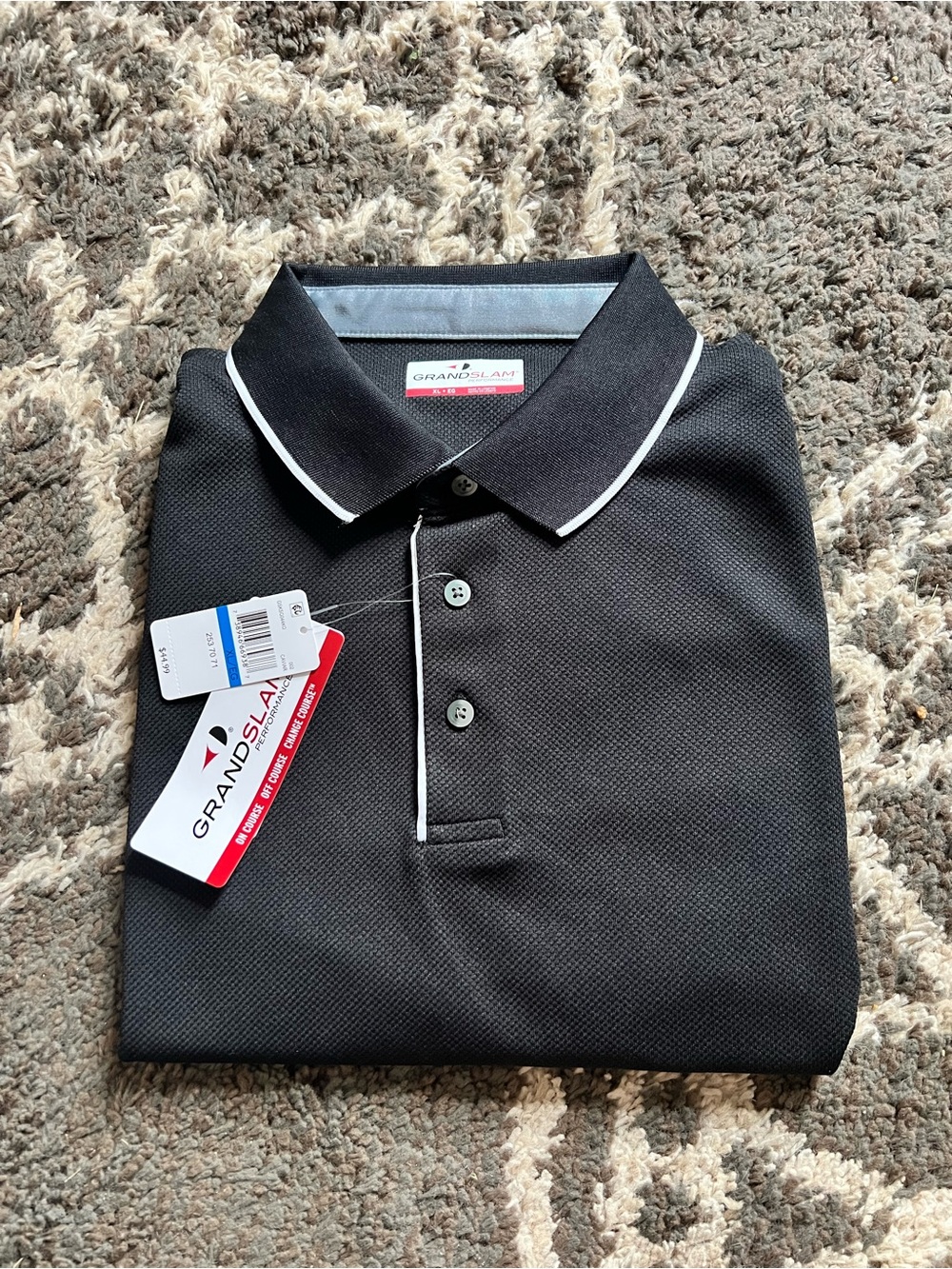 Grand Slam Black Polo with White Contrast Trim